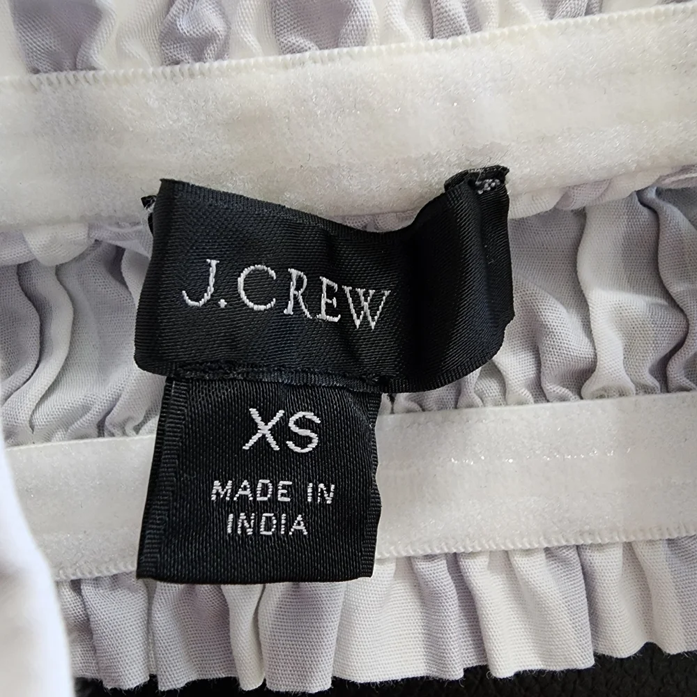 J.Crew White Gray Stripe Smocked Crop Top XS Cotton Tank BI479